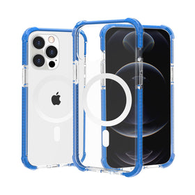 Premium Acrylic [Magnetic Circle] Tough 2.5mm Transparent Shockproof Hybrid Case For iPhone 15 - Blue