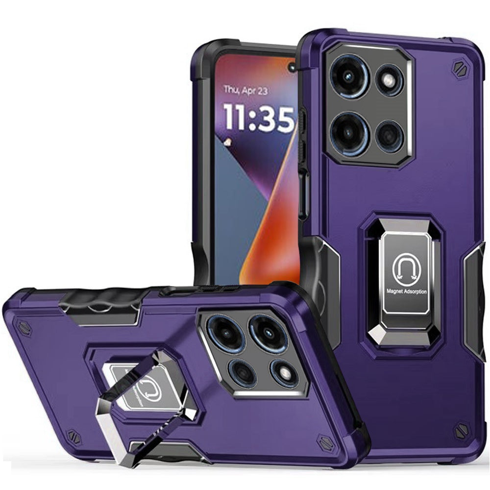 HR Premium Optimum Magnetic Ring Stand Hybrid Case Cover For Motorola Moto G 5G 2025/2026 - Dark Purple