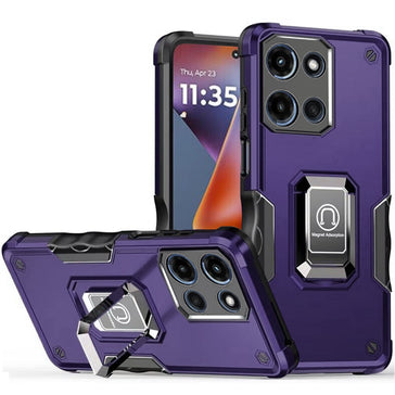 HR Premium Optimum Magnetic Ring Stand Hybrid Case Cover For Motorola Moto G 5G 2025/2026 - Dark Purple