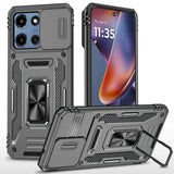 HR Premium Utter Tough Metal Ring Movable Camera Window Hybrid Case Cover For Motorola Moto G 5G 2025/2026 - Gray